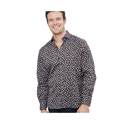 Luchiano Visconti Men's Black Multicolor Skulls shirt