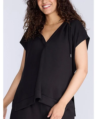 Motherhood Maternity V-Neck Short Sleeve Hooded Top
