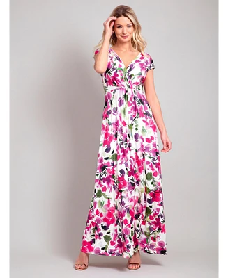 Alie Street London Women's Sophia V-Neck Short Sleeve Maxi Dress