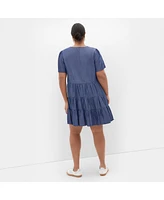 City Chic Plus Denim Tier Dress