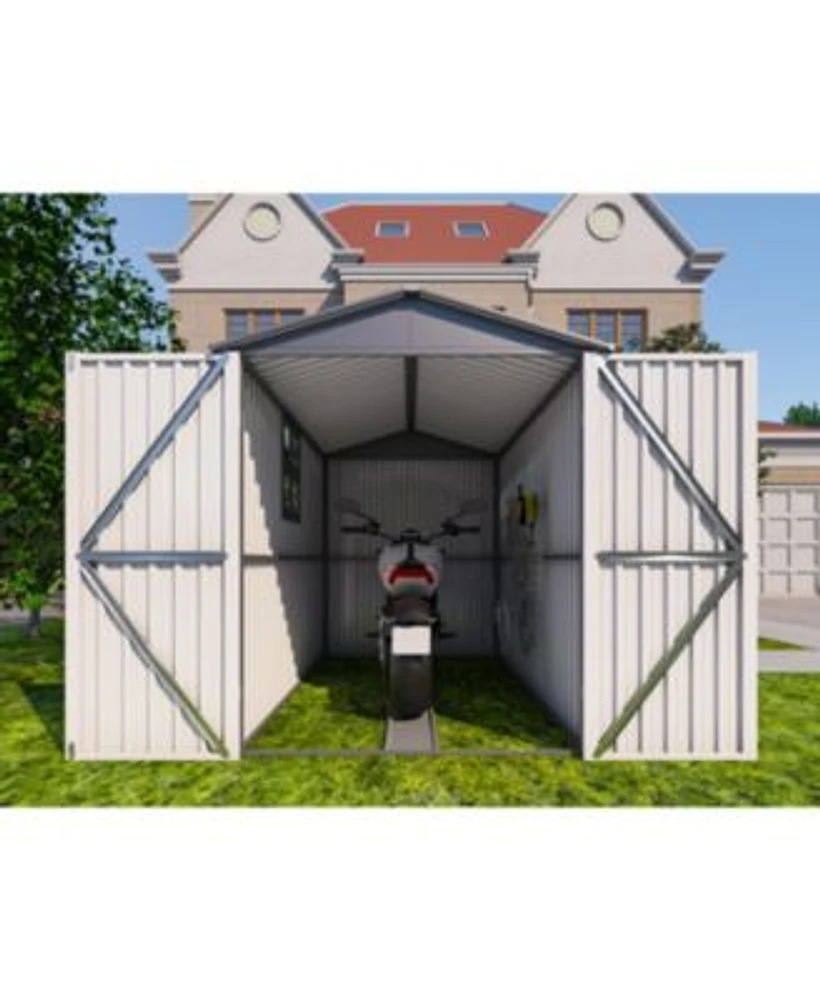Motorcycle Steel Storage Shed Grey White