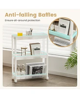 2 Pieces 3-Tier Slim Detachable Storage Cart with Drainage Holes and Wheels