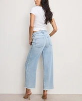 Good American Women's Weightless Skate Cropped Wide-Leg Jeans