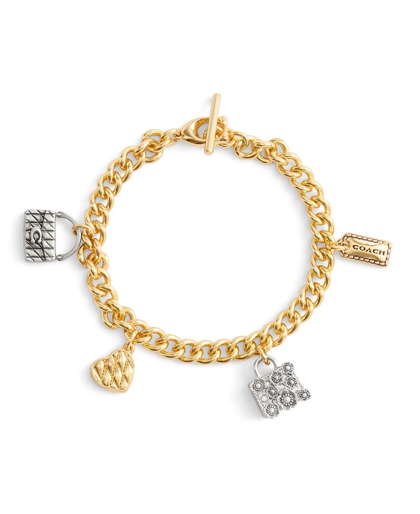 Coach Faux Stone Signature Handbag Charm Bracelet