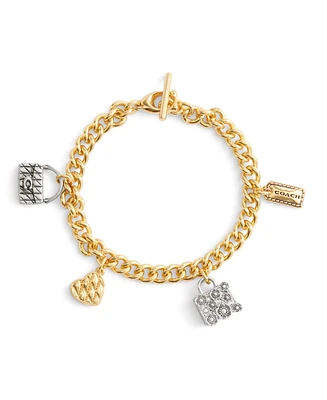 Coach Faux Stone Signature Handbag Charm Bracelet