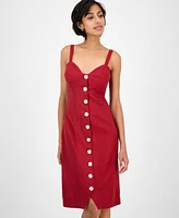 14th Place Juniors' Button-Front Bustier Sleeveless Dress