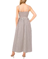 CeCe Women's Smocked Tie Strap Maxi Dress