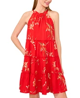 CeCe Women's Tiered Back-Tie Sleeveless Halter Dress