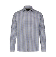 Luchiano Visconti Men's Blue Printed Check Long Sleeve Shirt