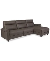 Thandler 3-Pc. Leather Chaise Sectional with 1 Drop Down Table, Exclusively at Macy's