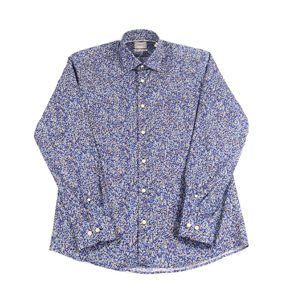 Luchiano Visconti Men's Leo Blue Daggered Print shirt