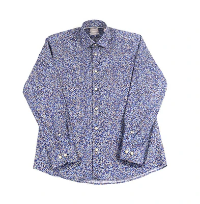 Luchiano Visconti Men's Leo Blue Daggered Print shirt