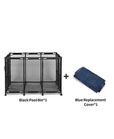 Yescom 10 Wheels Rolling Mesh Pool Storage Bin With Blue Mesh Cover Net Replacement Combo