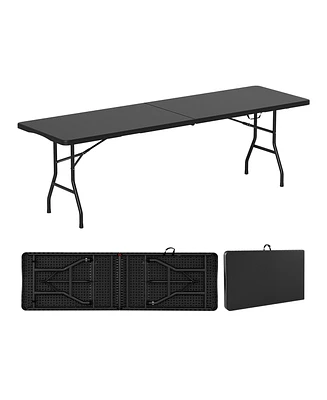 8 ft Portable Folding Table 350 Lbs Fold-in-Half Table with Hdpe Tabletop