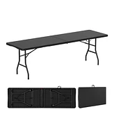 8 ft Portable Folding Table 350 Lbs Fold-in-Half Table with Hdpe Tabletop