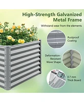 6 x 3 x 2 Feet Metal Rectangular Raised Garden Bed with Open Bottom Design