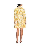 Lands' End Women's Poplin Button Front Dress with Godets