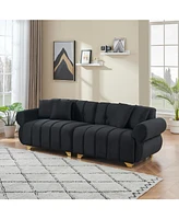 89-inch spring-wrapped cushions, 3 flannelette sofas, stylish metal feet and 4 throw pillows make for a modern living room bedroom