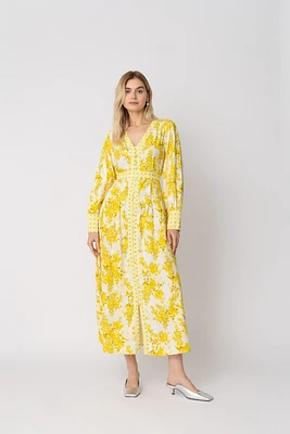 Raishma Studio Women's Aaliyah Yellow Cotton Dress