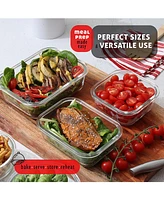 16 Airtight Leakproof Borosilicate Glass Food Storage Containers with Lids