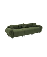 Green Teddy Velvet Sofa with 3 Pillows