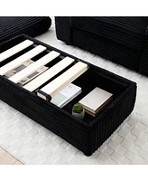 Loveseat with Ottomans,Corduroy Fabric Modular Sectional Sofa,Comfy Deep Plush Couch with Ottomans and Two Pillows,for Small Spaces, Living Room,Bedro
