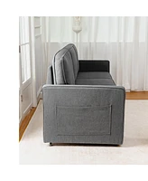 Retractable 3-Seater Sofa for Small Spaces, Dark Gray Linen