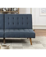 Navy Color Modern Convertible Sofa 1 Piece Set Couch Polyfiber Plush Tufted Cushion Sofa Wooden Legs
