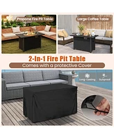 50000 Btu 2 Inch ropane Gas Fire Pit Table with Wind Guard and Glass Rocks