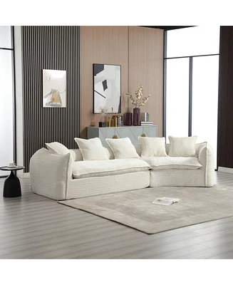 Modular Sectional Sofa, U-Shaped Couch with Sofa for five & Pillows, Modern Minimalist chenille Fabric Large Comfy Cloud Sofas, Living Room Furniture