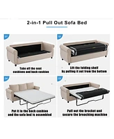 81.5" 2-in-1 Queen Convertible Sleeper Sofa Bed with Memory Foam Mattress