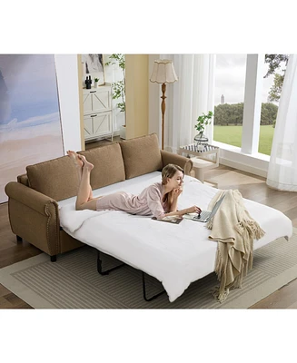 Convertible Sofa Bed with 3.35" Memory Foam Mattress, 81.5" Queen