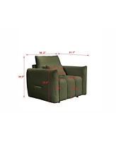 Modern Lounge Chair - Teddy Fabric Sofa with Pillow - Army Green