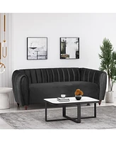 Luxurious Velvet Tuxedo Sofa with Channel Stitching and Modern Glamour