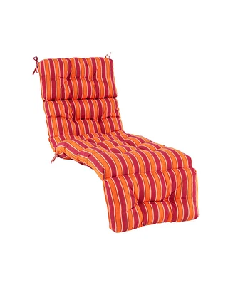 Outdoor Lounge Chaise Cushion with String Ties for Garden Poolside-Red