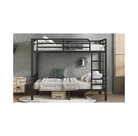 Metal Full over Full Bunk Bed for Teens and Adults,Space-Saving/Noise Reduced/No Box Spring Needed, Black