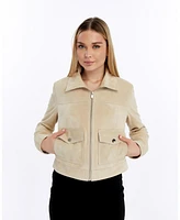 Furniq Uk Women's Cropped Suede Jacket