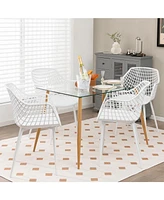 Set of 4 Heavy Duty Modern Dining Chair with Airy Hollow Backrest