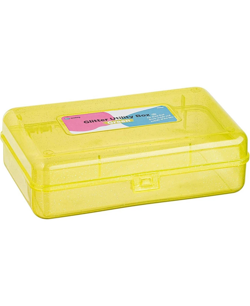 Enday Plastic Pencil Box with Snap Closure Lids Pink, Small Utility Storage Crayon School and Office Supplies Case Organizer, 1 Pc