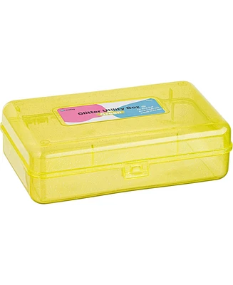 Enday Plastic Pencil Box with Snap Closure Lids Pink, Small Utility Storage Crayon School and Office Supplies Case Organizer, 1 Pc