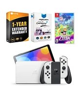 Nintendo Switch White Oled Console with The Legend of Zelda Echoes of Wisdom, MightySkins Console and Controller Skin Voucher