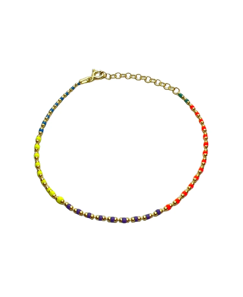 Spero London Sterling Silver Enamel Mine Beaded Colourful Rainbow Bracelet