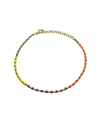 Spero London Sterling Silver Enamel Mine Beaded Colourful Rainbow Bracelet