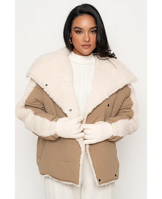 Jluxlabel Women's Contrast Sherpa Jacket