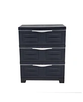 3-Tier Storage Cabinet with Drawers - Indoor or Outdoor Plastic Organizer 29.5" H Garage, Office, Home, Laundry Room
