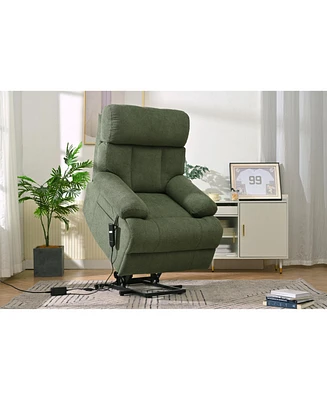 Electric Power Lift Recliner Chair for Elderly and Seniors, with Remote and Side Pocket (Dark Green)