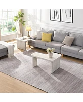 Rectangular Wood Detachable Coffee Table in White (47.24"x23.62" & 35.43"x31.49")