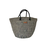 Balance Stripes Handmade Sisal Beach Market Sustainable Straw Basket Tote Bag