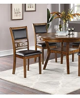 Walnut Wood Dining Table Set with Upholstered Chairs for 4