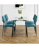 Black and Glass Dining Table Set for 5